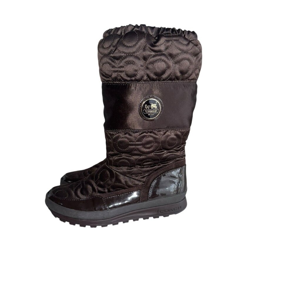 COACH Drexel A7274 Chocolate Brown Quilted Winter Boots Women's Size 7B - Picture 3 of 9